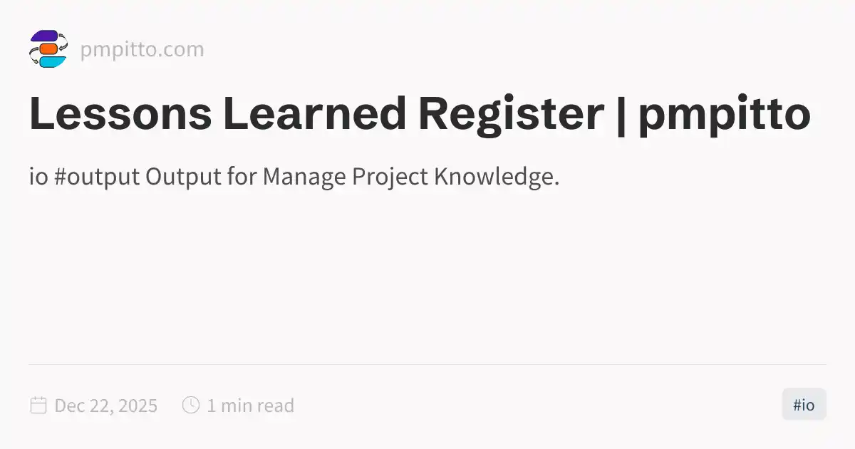 Lessons Learned Register | pmpitto