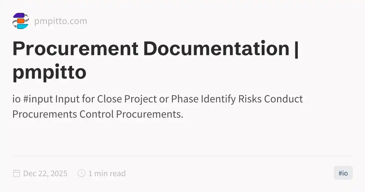 Procurement Documentation | pmpitto
